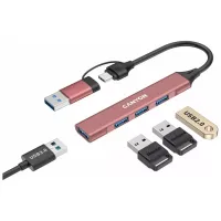 Концентратор Canyon hub DS-02 4in1 USB-A/C Pink (CNS-TDS02P) - 3