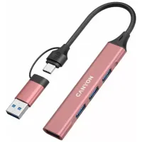 Концентратор Canyon hub DS-02 4in1 USB-A/C Pink (CNS-TDS02P) - 5