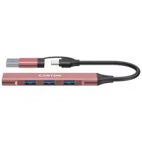 Концентратор Canyon hub DS-02 4in1 USB-A/C Pink (CNS-TDS02P) - 1