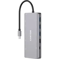 Порт-реплікатор Canyon DS-12, 13 in 1 USB-C hub, 2*HDMI, Gigabit Ethernet, VGA, 3*USB3.0, PD/100W, 3.5mm audio jack (CNS-TDS12) - 1