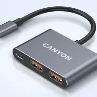 Концентратор Canyon hub DS-3 3in1 USB-C Dark Grey (CNS-TDS3) - Изображение 8