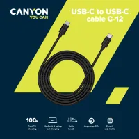 Дата кабель USB-C to USB-C 2.0m 100W 20V/ 5A black Canyon (CNS-USBC12B) - 3