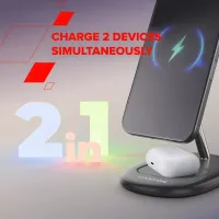 Зарядний пристрій Canyon wireless charger WCS-205 15W Qi2 2in1 Black (CNS-WCS205B) - 12