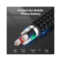 Дата кабель USB 2.0 AM to USB-C 1.0m 3A black Vention (COKBF) - Изображение 3