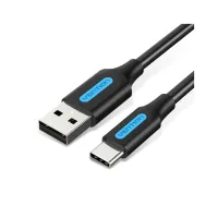 Дата кабель USB 2.0 AM to USB-C 1.0m 3A black Vention (COKBF) - Изображение 1