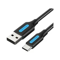 Дата кабель USB 2.0 AM to USB-C 1.5m 3A black Vention (COKBG) - Зображення 1