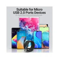Дата кабель USB 2.0 AM to Micro 5P 1.0m 3A black Vention (COLBF) - Зображення 4