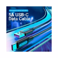 Дата кабель USB 2.0 AM to USB-C 0.5m 5.0A (25W) PVC black Vention (CORBD) - Image 4