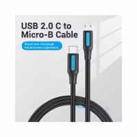 Дата кабель USB-C to Micro 5P 1.0m 2A black Vention (COVBF) - Image 2