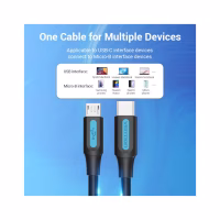 Дата кабель USB-C to Micro 5P 1.0m 2A black Vention (COVBF) - Image 6
