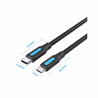 Дата кабель USB-C to Micro 5P 1.0m 2A black Vention (COVBF) - Image 7