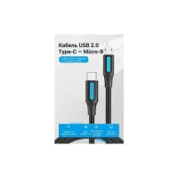 Дата кабель USB-C to Micro 5P 1.5m 2A black Vention (COVBG) - Зображення 2