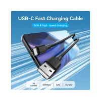 Дата кабель USB 2.0 AM to USB-C 1.0m 3A black Vention (CTHBF) - Изображение 2