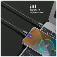Дата кабель USB-C to USB-C 2.0m PD Fast Charging 65W 3A grey ColorWay (CW-CBPDCC039-GR) - Зображення 4