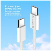 Дата кабель USB-C to USB-C 1.0m 60W 3.0А grey ColorWay (CW-CBPDCC061-GR) - 9