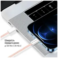 Дата кабель USB-C to USB-C 1.0m 60W 3.0А pink ColorWay (CW-CBPDCC061-P) - 11