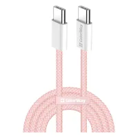 Дата кабель USB-C to USB-C 1.0m 60W 3.0А pink ColorWay (CW-CBPDCC061-P) - 1