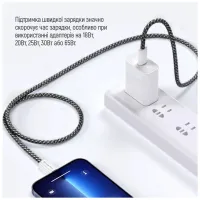 Дата кабель USB-C to USB-C 2.0m (braided cotton) (PD Fast Charging 60W) 3.0А black ColorWay (CW-CBPDCC068-BK) - 12
