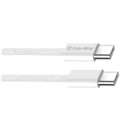Дата кабель USB-C to USB-C 2.0m (braided cotton) (PD Fast Charging 60W) 3.0А grey ColorWay (CW-CBPDCC068-GR) - Зображення 2
