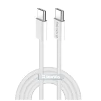 Дата кабель USB-C to USB-C 2.0m (braided cotton) (PD Fast Charging 60W) 3.0А grey ColorWay (CW-CBPDCC068-GR) - Зображення 1