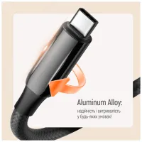Дата кабель USB-C to USB-C 1.0m (PVC+Aluminum Alloy) (PD Fast Charging 240W) 5А black ColorWay (CW-CBPDCC069-BK) - Изображение 11
