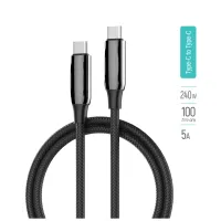 Дата кабель USB-C to USB-C 1.0m (PVC+Aluminum Alloy) (PD Fast Charging 240W) 5А black ColorWay (CW-CBPDCC069-BK) - Изображение 7