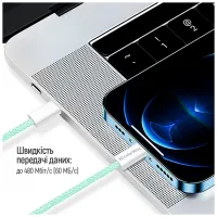 Дата кабель USB-C to Lightning 1.0m 27W green ColorWay (CW-CBPDCL061-G) - 12