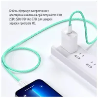 Дата кабель USB-C to Lightning 1.0m 27W green ColorWay (CW-CBPDCL061-G) - 10