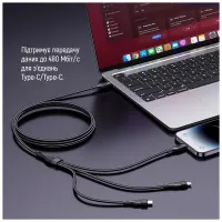 Дата кабель USB-C to Lightning + Micro 5P + USB-C 1.2m 3.0A (PD60W data) Black ColorWay (CW-CBPDU3060-BK) - 10