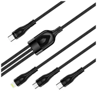 Дата кабель USB-C to Lightning + Micro 5P + USB-C 1.2m 3.0A (PD60W data) Black ColorWay (CW-CBPDU3060-BK) - 1