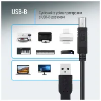 Кабель для принтера USB 2.0 AM/BM 3.0m black ColorWay (CW-CBUB073-BK) - 10