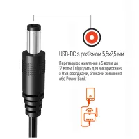 Кабель живлення USB to DC 5.5x2.5mm 12V 1.0m black ColorWay (CW-CBUD067-BK) - Зображення 10