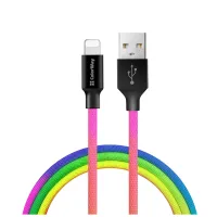 Дата кабель USB 2.0 AM to Lightning 1.0m multicolor ColorWay (CW-CBUL016-MC) - 1