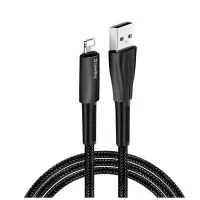 Дата кабель USB 2.0 AM to Lightning 1.0m zinc alloy + led black ColorWay (CW-CBUL035-BK) - 1