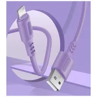 Дата кабель USB 2.0 AM to Lightning 1.0m soft silicone violet ColorWay (CW-CBUL044-PU) - Зображення 5