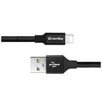 Дата кабель USB 2.0 AM to Lightning 0.25m black ColorWay (CW-CBUL048-BK) - 4