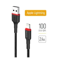 Дата кабель USB 2.0 AM to Lightning 1.0m 2.4А black ColorWay (CW-CBUL064-BK) - 1