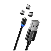 Дата кабель USB 2.0 AM to Lightning + Micro 5P + USB-C 1.0m Magnet only charge ColorWay (CW-CBUU020-BK) - 4