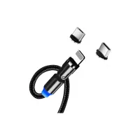 Дата кабель USB 2.0 AM to Lightning + Micro 5P + USB-C 1.0m Magnetic Ro ColorWay (CW-CBUU037-BK) - 4