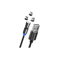 Дата кабель USB 2.0 AM to Lightning + Micro 5P + USB-C 1.0m Magnetic Ro ColorWay (CW-CBUU037-BK) - 1