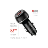 Зарядний пристрій ColorWay USB-C PD65W + USB QC3.0 car adapter (CW-CHA068PD-BK) - Зображення 6