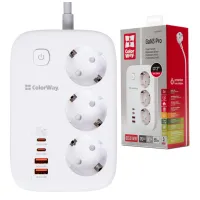 Мережевий фільтр живлення ColorWay CW-CHE34PDW 3 розетки/4USB (CW-CHE34PDW) - 5