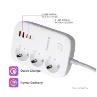 Мережевий фільтр живлення ColorWay CW-CHE34PDW 3 розетки/4USB (CW-CHE34PDW) - 7