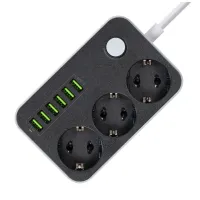 Мережевий фільтр живлення ColorWay CW-CHЕ36B, 3 розетки/6USB Black 1.8M (CW-CHE36B) - 4