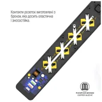 Мережевий фільтр живлення ColorWay CW-CHE432PDB, 4 розетки/3USB 2M (CW-CHE432PDB) - 7