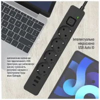 Мережевий фільтр живлення ColorWay CW-CHE432PDB, 4 розетки/3USB 2M (CW-CHE432PDB) - 8