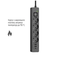 Мережевий фільтр живлення ColorWay CW-CHE435PDB, 4 розетки/3USB 5M (CW-CHE435PDB) - Зображення 8
