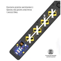 Мережевий фільтр живлення ColorWay CW-CHE435PDB, 4 розетки/3USB 5M (CW-CHE435PDB) - Зображення 10