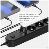 Мережевий фільтр живлення ColorWay CW-CHE44PDB, 4 розетки/4USB 2M (CW-CHE44PDB) - 9