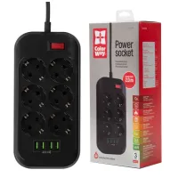 Мережевий фільтр живлення ColorWay CW-CHE64B, 6 розеток/4USB Black (CW-CHE64B) - 12